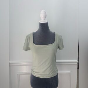 Sage Green Square Neck Women's Top